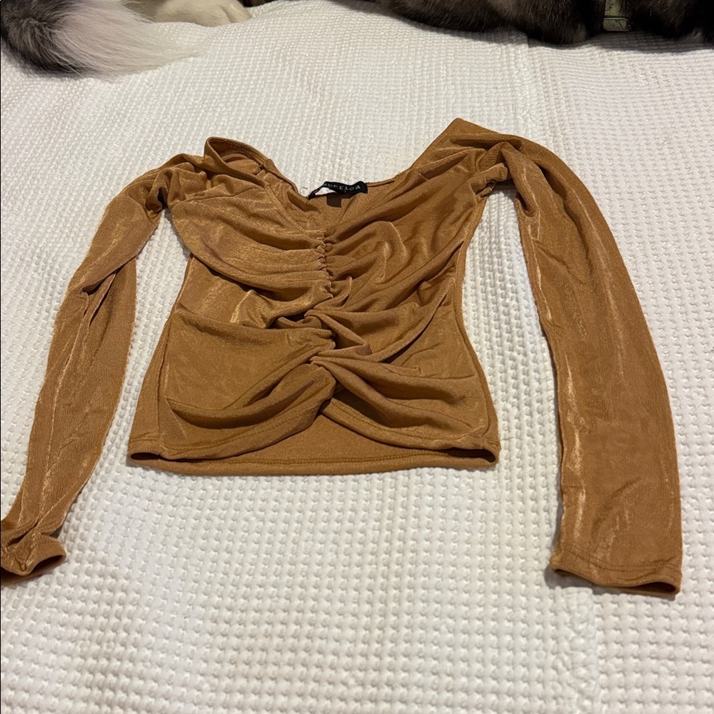 Electric Family Camel Ruched Blouse